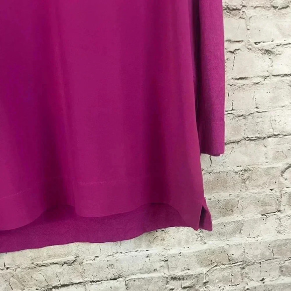 Soft Surroundings Medium V Neck Long Sleeve Fuchsia Top Blouse Viscose Polyamide - Picture 4 of 7